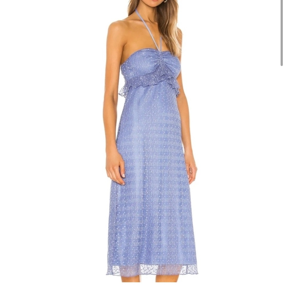 Tularosa Gracelynn Blue Sapphire Lace Halter Dress - Size Small